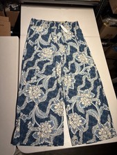 New Chico's Pants Women’s 3 US 16 Salsa Palazzo Pull On Cottage Blue Wide Leg picture