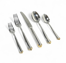 Mikasa CLASSICO GOLD 5 piece place setting NIB 2 FORKS 2 SPOONS KNIFE NEW picture
