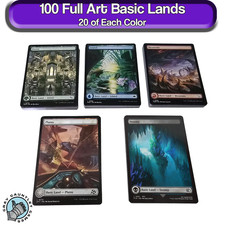 100 FULL ART Basic Lands MTG 20 of Each Color Magic The Gathering Bulk Lot Mana picture
