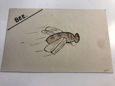 Vintage Hand Art Bee Card Signatures on Reverse 11cm x 7cm picture