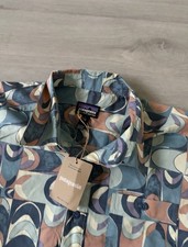 Patagonia Go To Shirt Mens Small Swallowtail Geo Still Blue AOP Short Sleeve picture