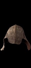 WWII Military Pilot Leather Flight Helmet Brown Vintage Aviator Skull Cap Unique picture