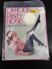 Vintage 1970s Opaque Pantyhose White Mod picture