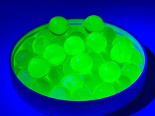 25 14mm Clear Yellow Uranium Glass UV Marbles Neon Green Glow Under Blacklight picture