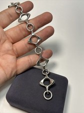 Designer Uno A Erre Italian Sterling Silver Modernist Heavy Link Bracelet picture