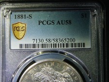 AU 58 1881-S MORGAN SILVER DOLLAR HARD DATE BEAUTIFUL COLLECTORS COIN M-2061 picture