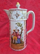 Richard Klemm? Dresden Watteau Floral Courting Couples Chocolate Pot  TLC READ picture