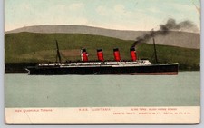 RMS Lusitania Cunard Ocean Liner Quadruple Turbine Postcard 1911 picture