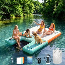 Inflatable Floating Dock, 8×6Ft Floating Docks with Anti-Slip Surface Water Acce picture