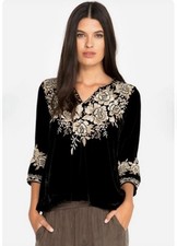 Stunning Johnny Was S Olenna  Embroidered Velvet Top EUC picture
