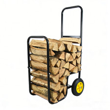 Firewood Log Cart Carrier Wood Mover Hauler with Wheels Indoor/Outdoor Wood Rack picture