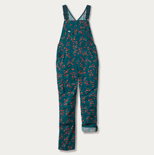 Duluth Women's Heirloom Gardening Bib Overalls Deep Lake Blue Floral, New WT picture