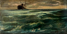 Ugo Manaresi Marina 1897 Original Oil on Panel Antique Italian Seascape picture