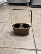 Vintage Copper Brass Double Wine Bottle Cooler Basket Bucket W Handle Farmhouse picture