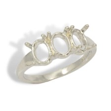 Oval Three Stone Pre-notched Ring Mounting picture