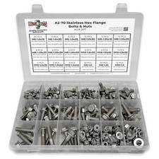 A2-70 Metric Stainless Steel Hex Flange Screws Bolts Nuts Assortment Kit - 23... picture