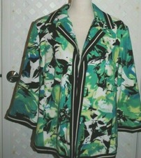 IVY CHIC Women's Floral Print Open Front Jacket 3/4 Sleeve Top Size 1X picture