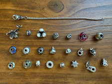Huge TROLLBEADS LAA 925 Sterling Silver Bracelet, Charms Beads, Clasp Lot of 24 picture