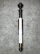 Spectacular Rare Stiffel Brass And Wood Large Heavy Wall Thermometer picture