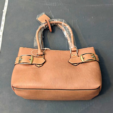 ALDO Satchel/Top Handle Bag Brown Solid Zip Closure Detachable Strap Buckle picture
