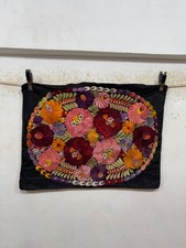 Vintage Beautiful Hand Silk Embroidered Hungarian Matyo Folk Art Textile Cushion picture