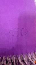 Hermès Paris Purple Lilac Reversible Cashmere Scarf Perforated H Fringe picture