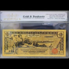 Gold 1896 $1 One Dollar Banknote Collectible with Bag & Certificate picture