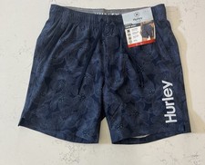 New Hurley Swim Shorts Mens Large Dark Blue Floral Hawaiian Lined Drawstring picture