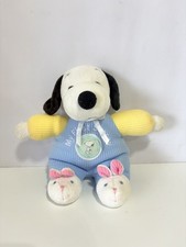 Vintage Prestige  My First Snoopy Plush Pastel Waffle Knit Blue And Yellow picture