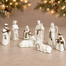Vintage 1985 Italy Nativity 8 Piece Ceramic Figures Wise Men Angel Donkey 5 In picture