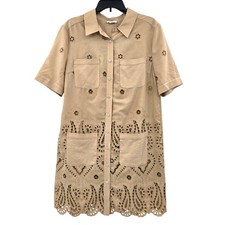 Current Air Women's Lisa Eyelet Shirt Dress Khaki Large picture