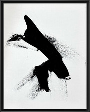 2 Original Signed Abstract framed  on Canvas Bold Black Wall Art Painting 11x14 picture