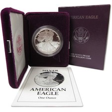 1993 P American Silver Eagle Proof $1 Coin Collectible OGP COA picture