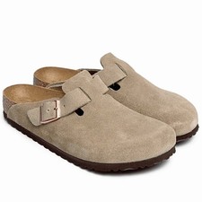 Birkenstock Boston Suede Soft Footbed Women Men Clog Taupe Black Mocha Shoes New picture