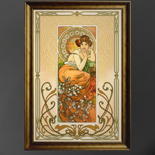 Mucha Precious Stones Series 18x12: Floral Topaz Goddess Maximalist Wall Art picture