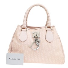 CHRISTIAN DIOR Trotter Pattern Hand Bag Canvas Leather Pink SHW Italy 77CB184 picture