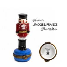 Limoges France Peint Main La Gloriette Nutcracker Soldier Figural Box Cobalt Min picture