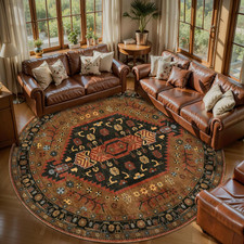 6Ft round Area Rug for Bedroom,Washable Large Circle for Kitchen | Vintage Non-S picture