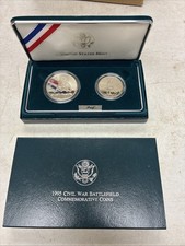 1995-S Civil War Battlefield 2-Coin Commemorative Proof Set OGP COA Green Velvet picture