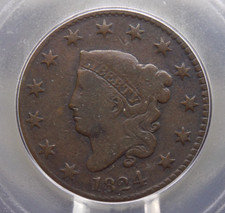 1824 Coronet Head Large Cent 1c ICG VG8 #001 Very Good ECC&C, Inc. picture