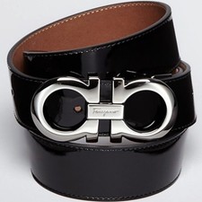 100% Authentic Brand New Ferragamo Gancini Patent Leather Belt 100cm, Adjustable picture