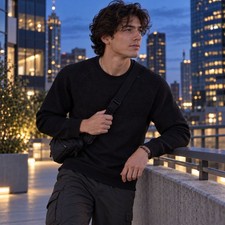 lululemon Engineered Warmth Merino Wool Blend Crewneck Men’s M Black picture