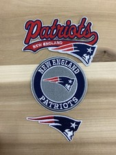 Set Of 3 New England Patriots Embroidered Iron On Patches 2.5”-3” picture