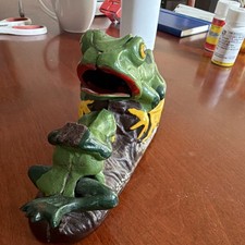Antique Cast Iron Two Frogs Mechanical Bank Cribbage Board Peg Game 1920s Rare picture