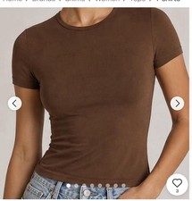 NWT SKIMS Soft Smoothing Seamless T-Shirt Cocoa Brown S Retail $58 picture