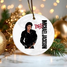 Micheal Jackson Tribute Ceramic Christmas Ornament 1987 Pop Music Album picture