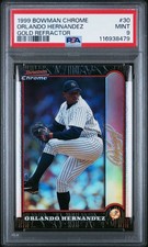 1999 Bowman Chrome GOLD Refractor #30 Orlando Hernandez /25 PSA 9 Pop 3 NO 10's picture