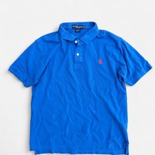 USPA Blue Polo Shirt Mens Small Classic Vintage Short Sleeve Red Logo picture