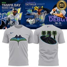 NWT Tampa Bay Rays 2026 MLB Road Uniform Gray Graphic T-Shirt picture