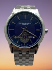 Beautiful Look Raymond Weil Geneve Blue Open-Heart Dial Automatic Men's Watch picture